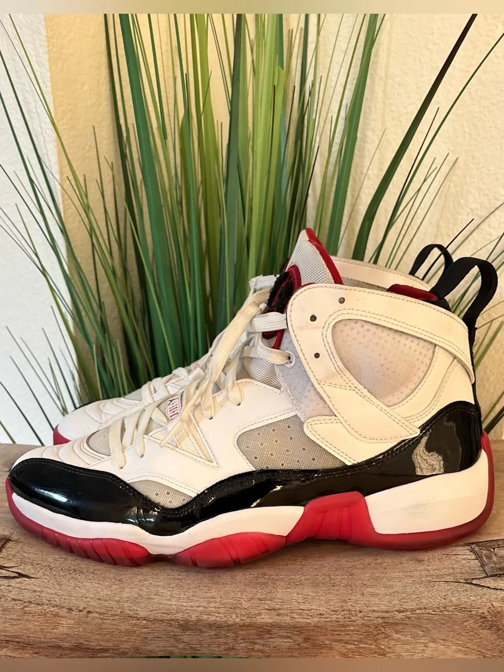 Air Jordan Jumpman Two Trey White Black Gym Red Sneakers